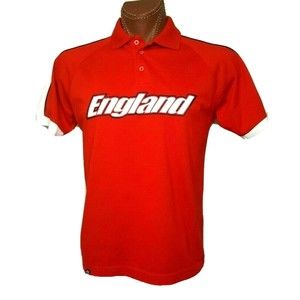 England 04 Men's Small Polo Shirt Red England Supporters Soccer Futbol Rugby